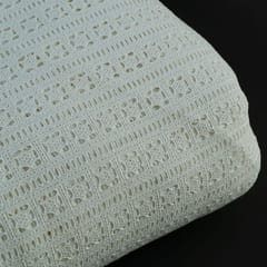 Off White Color Dyeable Cotton Chikan Embroidered Fabric