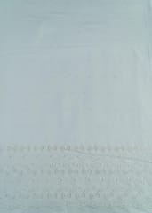 White Color Dyeable Cotton Chikan Embroidered Fabric
