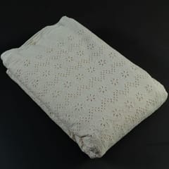 Off White Color Dyeable Cotton Chikan Embroidered Fabric