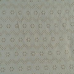 Off White Color Dyeable Cotton Chikan Embroidered Fabric