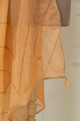 Peach Colour Crush Art Tissue Silk Hand Embroidered Dupatta