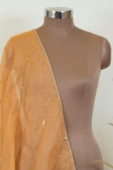 Peach Colour Crush Art Tissue Silk Hand Embroidered Dupatta
