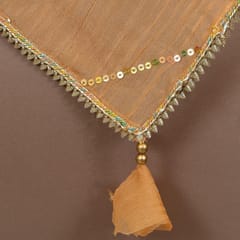 Peach Colour Crush Art Tissue Silk Hand Embroidered Dupatta