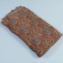 Red Colour Crepe Digital Printed Fabric