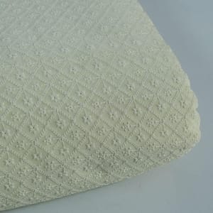 Cream Colour Georgette Chikan Embroidered Fabric