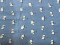 Printed Cotton Mul Satin Blue White Umbrellas
