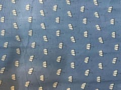 Printed Cotton Mul Satin Blue White Umbrellas