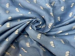 Printed Cotton Mul Satin Blue White Umbrellas