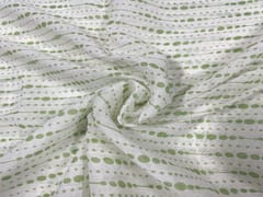 Printed Cotton Mul Green Dot Stripes