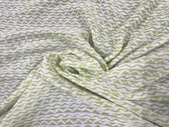 Printed Cotton Mul Green Geometric Stripes