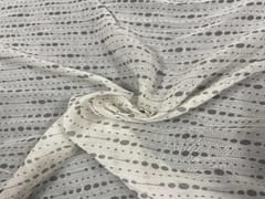 Printed Cotton Mul Grey Geometric Stripes