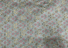 Embroidered Dupion Silk Sea Green Multicolor Floral