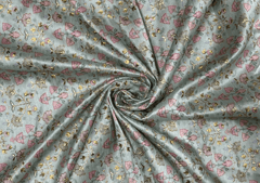 Embroidered Dupion Silk Sea Green Multicolor Floral
