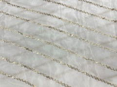 Dyeable Embroidered Chiffon White Stripes