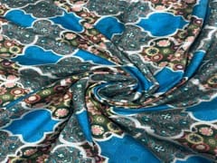 Pure Dupion Silk Blue Multicolor Geometric