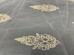 Dyeable Embroidered Net White Floral Motifs