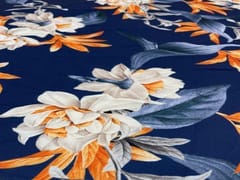 Printed Georgette Navy Blue White Flowers