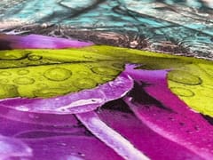 Printed Imported Satin Sea Blue Multicolor Floral