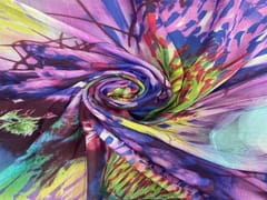 Printed Chiffon Blue Purple Abstract
