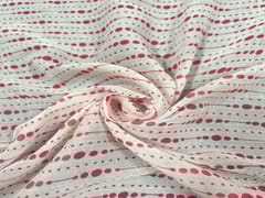 Printed Cotton Mul Pink Geometric Stripes