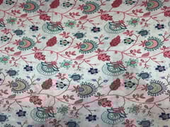 Pure Dupion Silk White Multicolor Floral