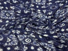 Embroidered Georgette Navy Blue White Abstract