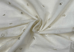 Dyeable Embroidered Cotton White Floral Motifs