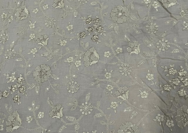 Embroidered Cotton Beige Floral