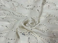Dyeable Embroidered Georgette White Abstract 4