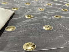 Dyeable Embroidered Net White Golden Circles