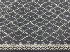 Dyeable Embroidered Net White Abstract