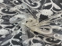 Dyeable Embroidered Net White Floral 4