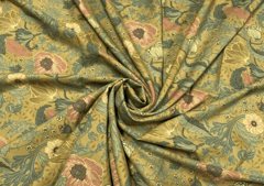 Denim Lycra Olive Green Flower