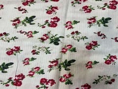 Printed Dobby Silk Ivory Red Flowers