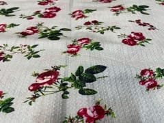 Printed Dobby Silk Ivory Red Flowers