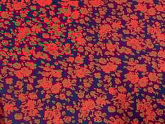 Printed Crepe Navy Blue Red Floral
