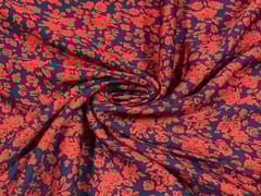 Printed Crepe Navy Blue Red Floral