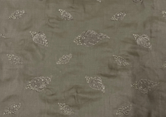 Embroidered Cotton Satin Brown Leaves