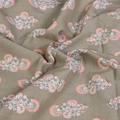 Khaki Color Cotton Printed Fabric