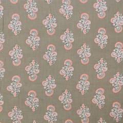 Khaki Color Cotton Printed Fabric