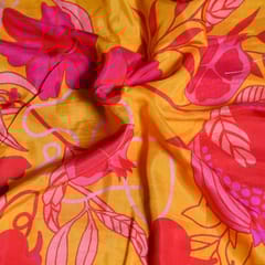 Kalamkari Floral Pattern Japan Cotton Silk Fabric