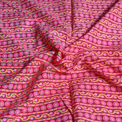 Red Colour With Yellow Stripes Cotton Printed Fabric