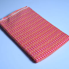 Red Colour With Yellow Stripes Cotton Printed Fabric