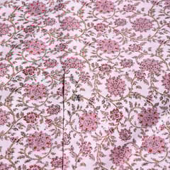White and pink Colour Floral Cotton Printed Fabric (1mtr Piece)
