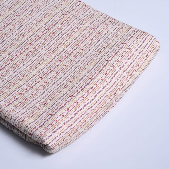 White Colour Stripes Cotton Printed Fabric