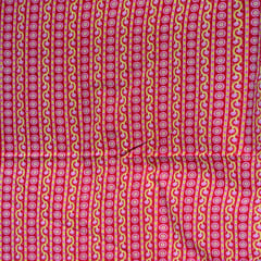 Red Colour With Yellow Stripes Cotton Printed Fabric