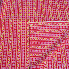 Red Colour With Yellow Stripes Cotton Printed Fabric