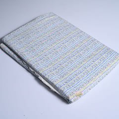 White With Blue Colour Stripes Cotton Printed Fabric
