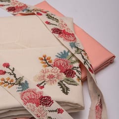 Cream and Peach Colour Cotton Embroidered DIY Set