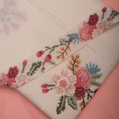Cream and Peach Colour Cotton Embroidered DIY Set